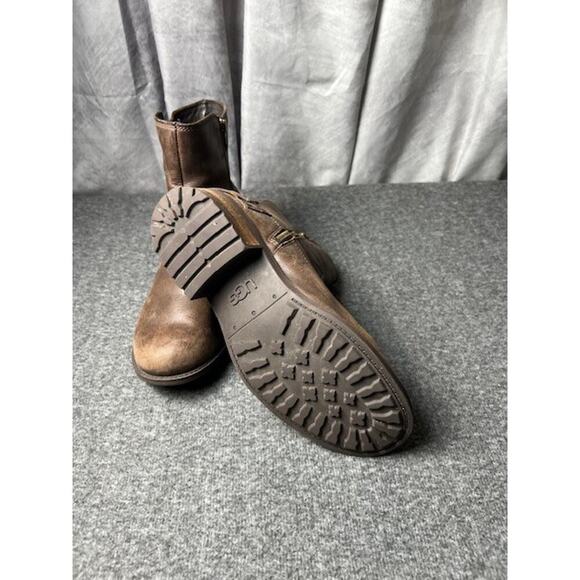 UGG Australia Orion Buckled Zip-Up Moto Buckle Leather Booties 1007769 Stout 9.5 - Picture 7 of 9